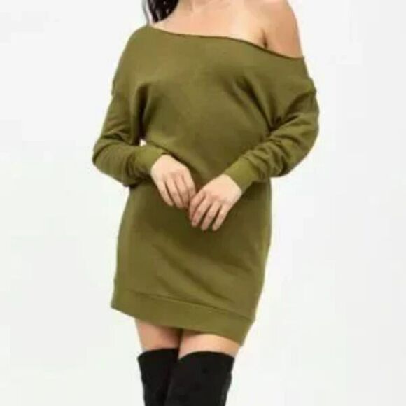 NWT - n: Philanthropy Lucia Sweatshirt Dress in Olive - Size S - Picture 1 of 10